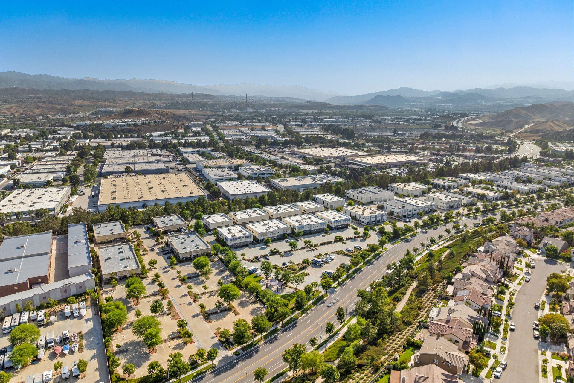 Aerial, business park corridor